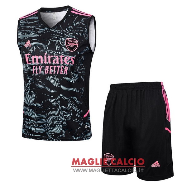 nuova formazione senza maniche set completo magliette arsenal 2023-2024 verde nero rosa
