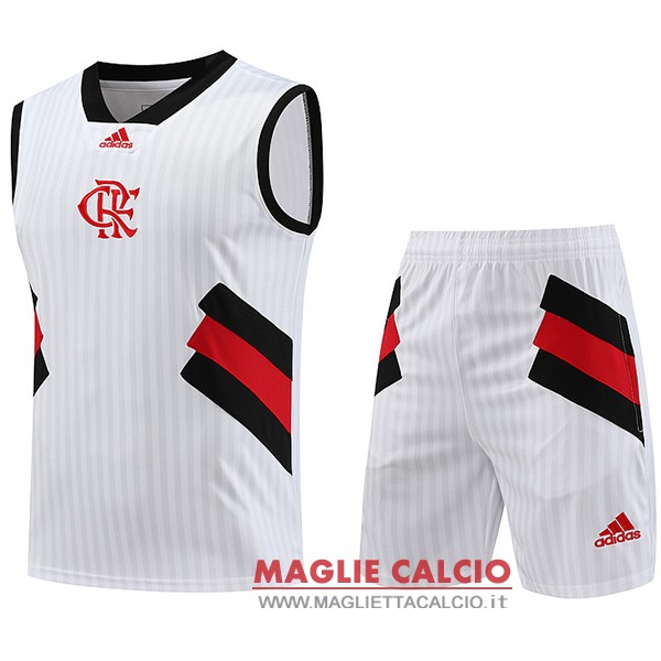 nuova sin mangas formazione divisione magliette set completo flamengo 2023-2024 bianco nero