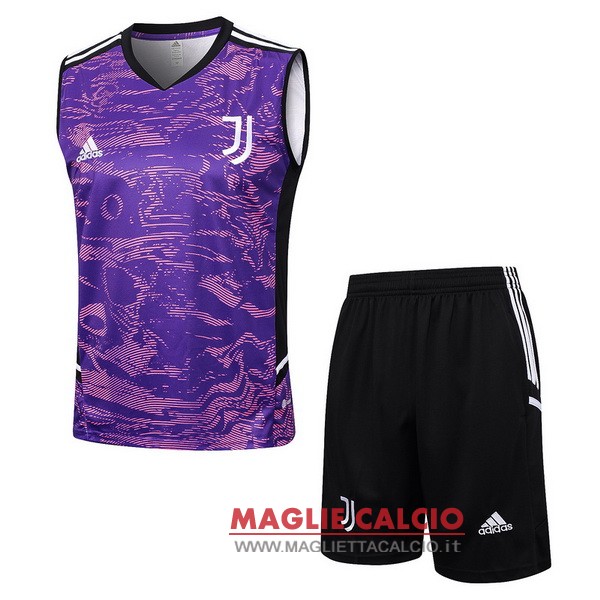 senza maniche magliette juventus formazione set completo 2023-2024 purpureo I nero