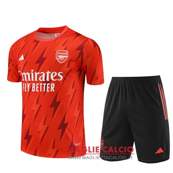 nuova formazione senza maniche set completo magliette arsenal 2023-2024 rosso I nero