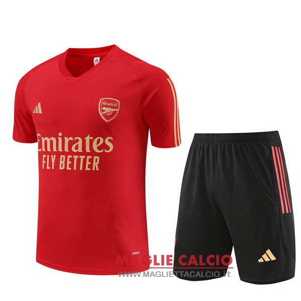 nuova formazione senza maniche set completo magliette arsenal 2023-2024 rosso nero