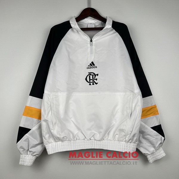 nuova giacca a vento flamengo 2023-2024 bianco nero giallo