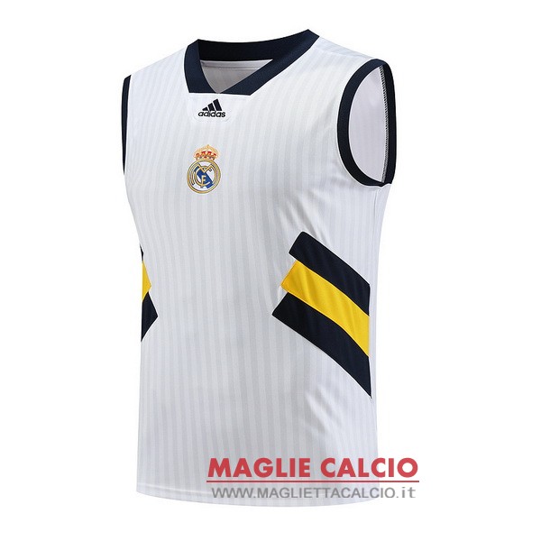 nuova sin mangas magliette real madrid formazione 2023-2024 bianco giallo