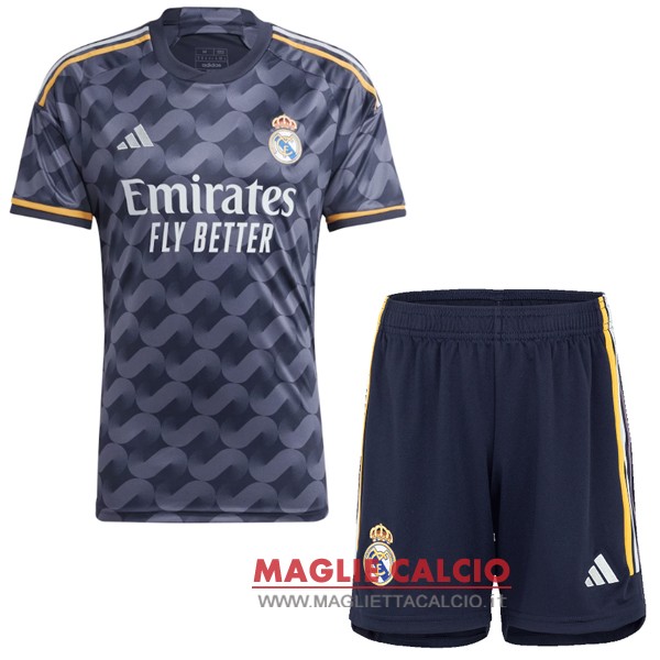 nuova seconda maglietta real madrid set completo bambino 2023-2024