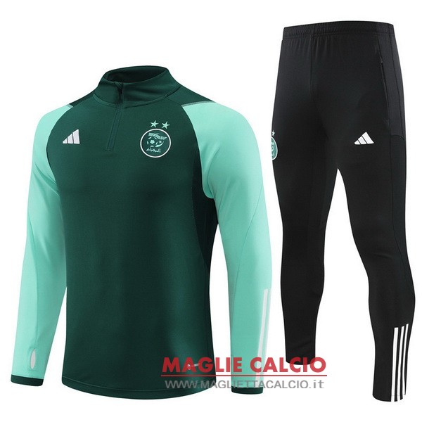 felpa da allenamento bambino set completo algeria 2023 verde nero