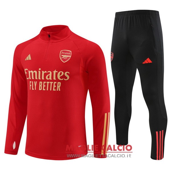 felpa da allenamento bambino set completo arsenal 2024 rosso nero