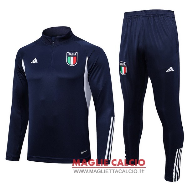 felpa da allenamento bambino set completo italia 2023 blu II navy