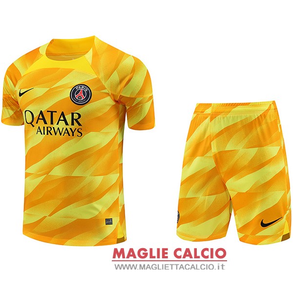 tailandia nuova divisione magliette set completo uomo portiere paris saint germain 2023-2024 giallo