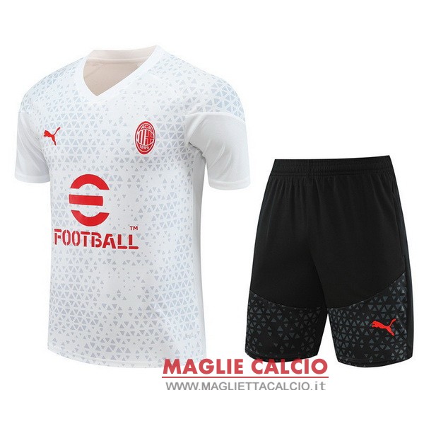 nuova formazione set completo divisione magliette ac milan 2023-2024 bianco I nero