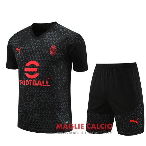 nuova formazione set completo divisione magliette ac milan 2023-2024 nero I rosso