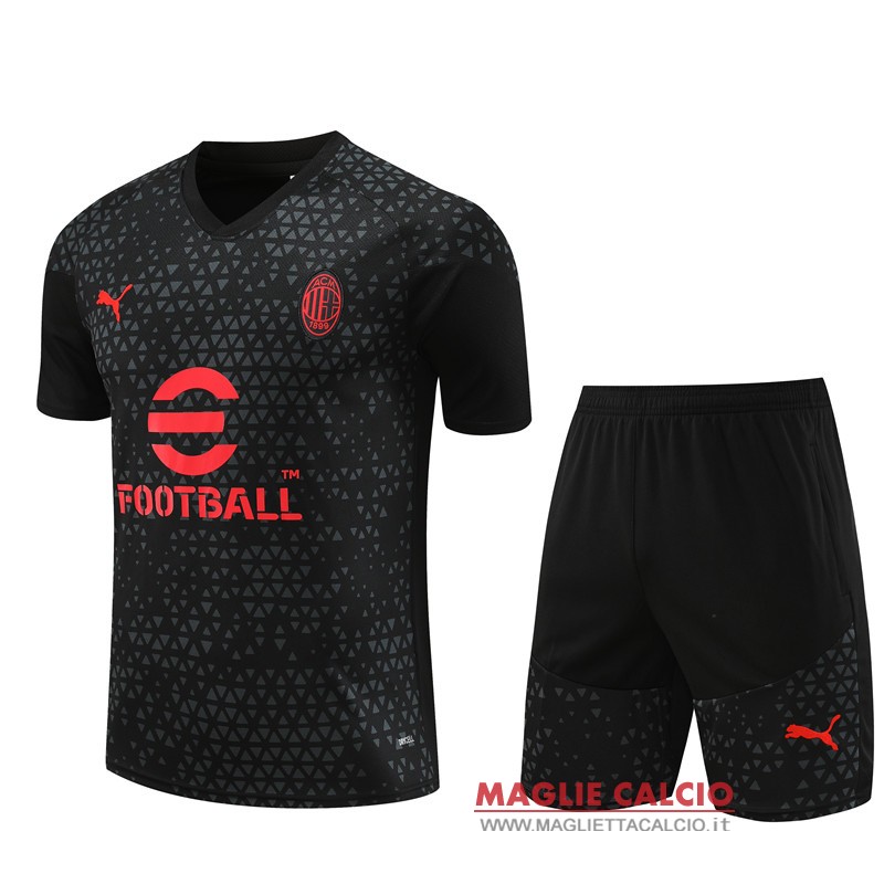 formazione magliette ac milan set completo bambino 2023-2024 nero I rosso