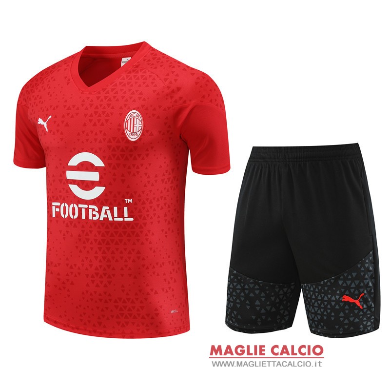 formazione magliette ac milan set completo bambino 2023-2024 nero rosso