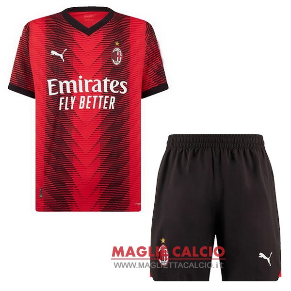 nuova prima magliette ac milan set completo bambino 2023-2024