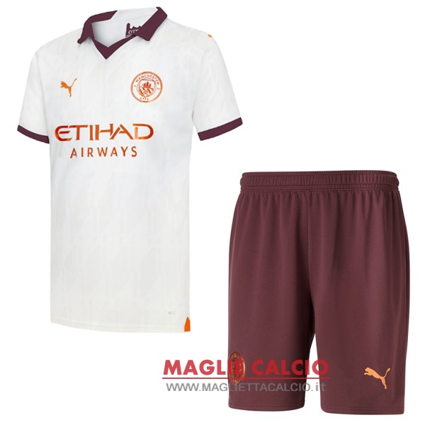 nuova seconda magliette manchester city set completo bambino 2023-2024