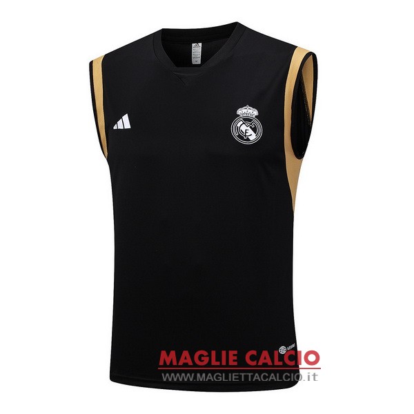 nuova sin mangas magliette real madrid formazione 2023-2024 nero giallo