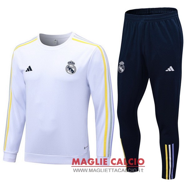 nuova real madrid insieme completo bianco II blu giacca lunga zip 2023-2024