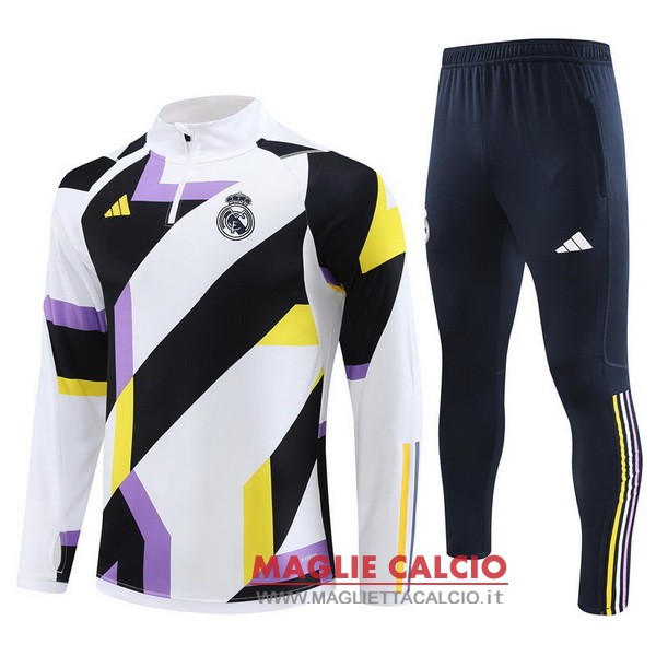 nuova real madrid insieme completo bianco purpureo blu giacca lunga zip 2023-2024