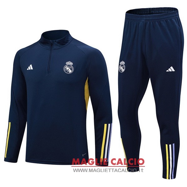 nuova real madrid insieme completo blu I navy giacca lunga zip 2023-2024