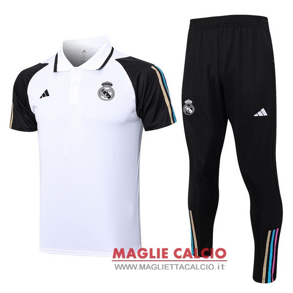 polo set completo maglia real madrid 2023-2024 bianco nero