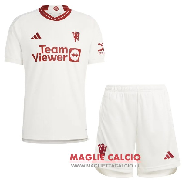 nuova terza maglietta manchester united set completo bambino 2023-2024