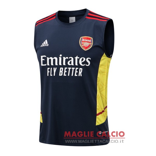 nuova formazione senza maniche magliette arsenal 2022-2023 blu navy giallo