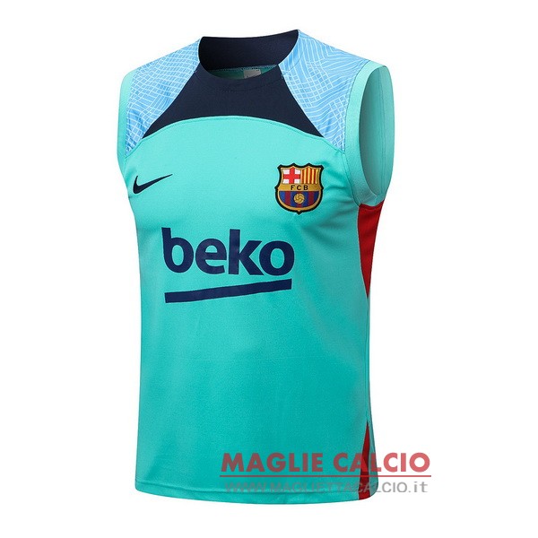 nuova senza maniche magliette barcelona formazione 2022-2023 verde blu