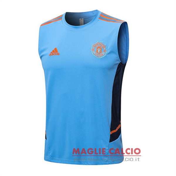 nuova formazione senza maniche divisione magliette manchester united 2022-2023 blu luce