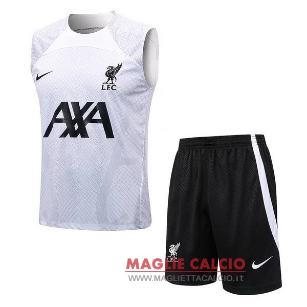 nuova formazione senza maniche Insieme completo magliette liverpool 2022-2023 bianco grigio nero