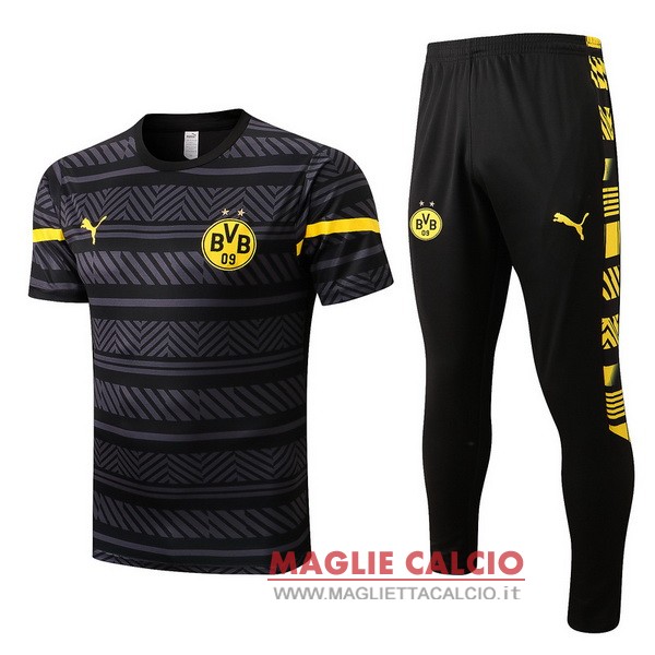 nuova formazione set completo divisione magliette borussia dortmund 2022-2023 grigio nero