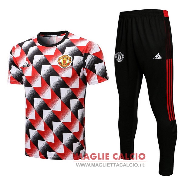 nuova formazione set completo divisione magliette manchester united 2022-2023 bianco rosso nero