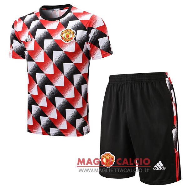 nuova formazione set completo divisione magliette manchester united 2022-2023 rosso nero