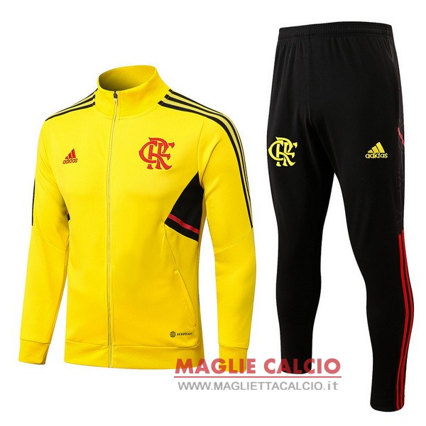 nuova flamengo insieme completo giallo nero bambino giacca 2022-2023