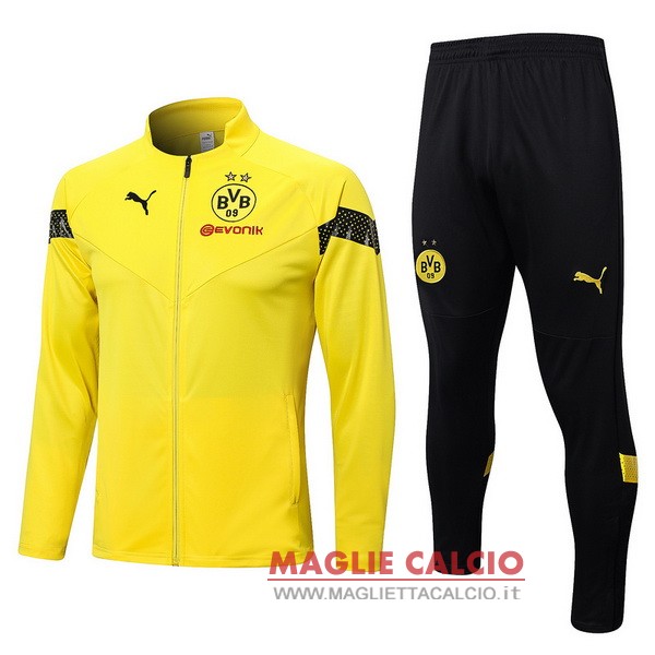 nuova borussia dortmund insieme completo giallo nero giacca 2022-2023