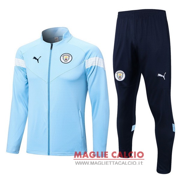 nuova manchester city insieme completo blu nero giacca 2022-2023