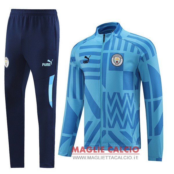 nuova manchester city insieme completo blu giacca 2022-2023