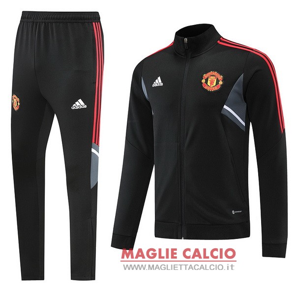 nuova manchester united insieme completo nero grigio rosso giacca 2022-2023