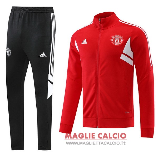 nuova manchester united insieme completo rosso nero giacca 2022-2023