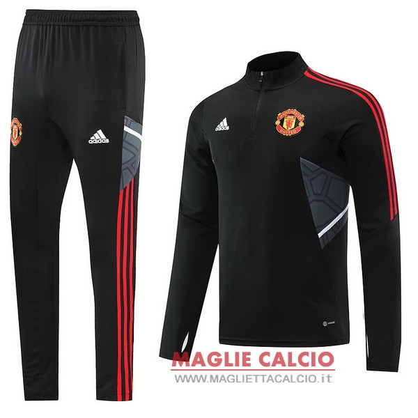 nuova manchester united insieme completo nero grigio giacca 2022-2023