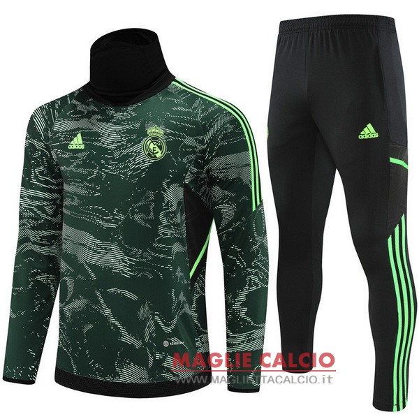 nuova real madrid insieme completo verde nero bambino giacca 2022-2023