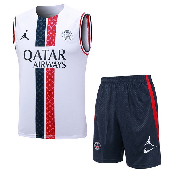 nuova sin mangas magliette set completo paris saint germain formazione 2023-2024 bianco rosso blu