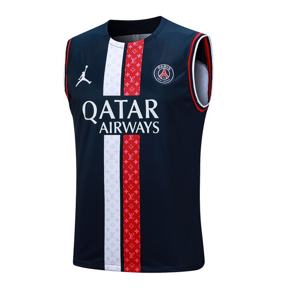 nuova formazione senza maniche divisione magliette paris saint germain 2023-2024 blu navy rosso bianco