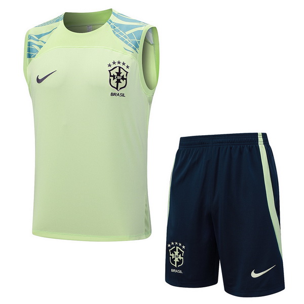 senza maniche formazione set completo divisione magliette brasile 2023 verde blu navy