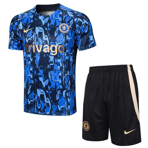 nuova formazione senza maniche set completo magliette chelsea 2023-2024 blu nero giallo