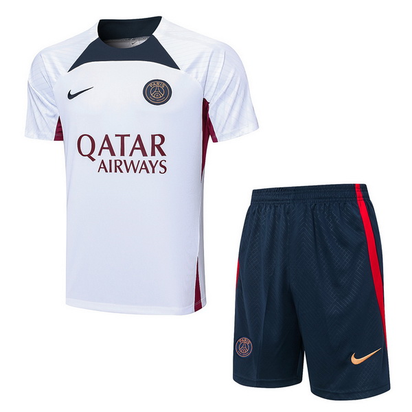 nuova formazione divisione set completo magliette paris saint germain 2023-2024 bianco rosso blu