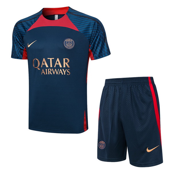 nuova formazione divisione set completo magliette paris saint germain 2023-2024 blu navy rosso