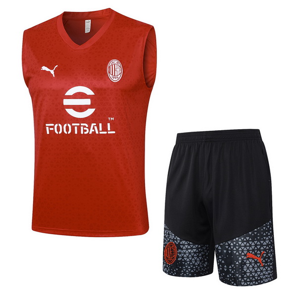 senza maniche formazione set completo divisione magliette ac milan 2023-2024 rosso bianco