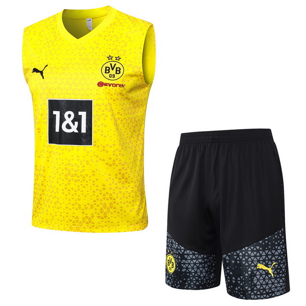 nuova formazione senza maniche set completo divisione magliette borussia dortmund 2023-2024 giallo nero grigio