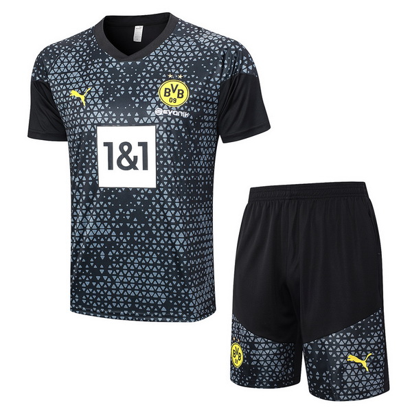 nuova formazione set completo divisione magliette borussia dortmund 2023-2024 nero grigio bianco