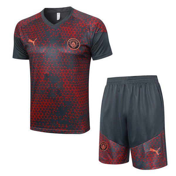 nuova formazione set completo divisione magliette manchester city 2023-2024 rosso grigio