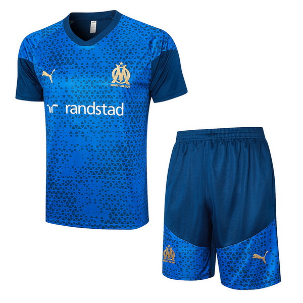 nuova magliette set completo marseille formazione 2023-2024 blu bianco